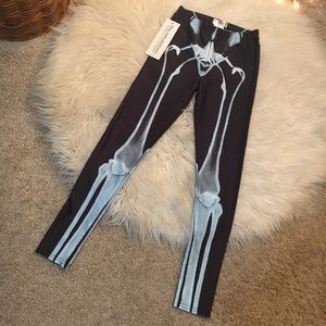 Black X-Ray Bones Skeleton Printed Leggings Small